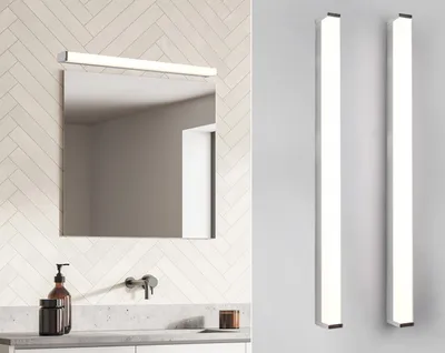 Produktbild von LED Wandlampen Set für Bad & WC Chrom 80cm Spiegelleuchte seitlich - Badlampen