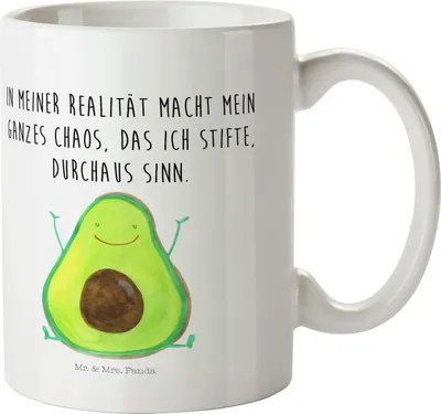 Produktbild von Mr. & Mrs. Panda Trinklernbecher Avocado Glücklich - Weiß - Geschenk, Kindertasse, Kinderbecher, Verrückt, Chaos, Pott, Gesund, Plastikbecher, Mehrwegbecher