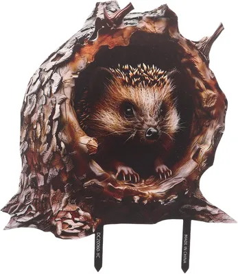 Produktbild von Garten-Igelaufsatz: dekorativer Tierpfahl mit lebensechter Igel-Skulptur für Hof, Außenbereich, Garten und Rasen