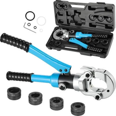 Zdjęcie produktu dla Zaciskarka do rur z tworzyw sztucznych i rur aluminiowo-polimerowych, przeznaczona do rur o profilu U, o średnicy 16-32 mm, z głowicą obrotową o zakresie 360° i siłą zacisku 8T