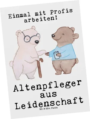 Produktbild von Mr. & Mrs. Panda Postkarte Altenpfleger Leidenschaft - Weiß - Geschenk, Ansichtskarten, Lustig, Fotokarte, Ansichtskarte, Spruch, Grußkarte, Pfleger, Postkarten