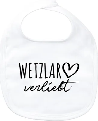 Produktbild von Huuraa Baby Lätzchen Wetzlar verliebt White Klettverschluss  Baumwolle Latz Geschenkidee
