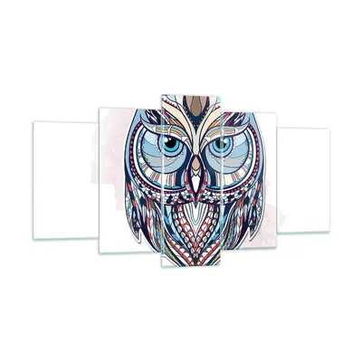 Produktbild von Bilder auf glas - Owl aztekische Tierwelt Grafik - 160x85cm - Glasbilder - Wandbilder - Kunstdruck - zum Aufhängen bereit - Wanddekoration aus Glas - Glas Bilder - Wandbild auf Glas - GEA160x85-3086