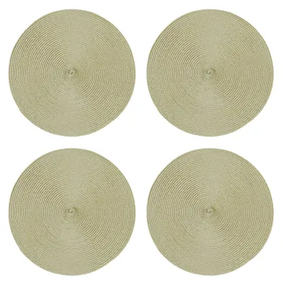 Produktbild von Tischset 4er Set Natur rund 35 cm Ø Platzset abwaschbar Platzdeckchen geflochtene Optik
