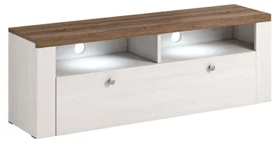 Produktbild von TV-Möbel Amaury mit 1 Tür, Holzoptik und Weiß, 140cm