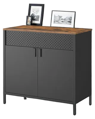 Produktbild von Metallschrank Vintage braun-schwarz, Doppeltür, 80 x 40 x 76 cm