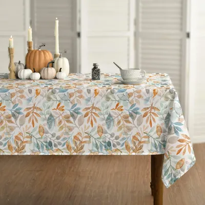 Obrázok produktu pre Obrus Horaldaily s modrými a oranžovými listami 130 cm x 220 cm