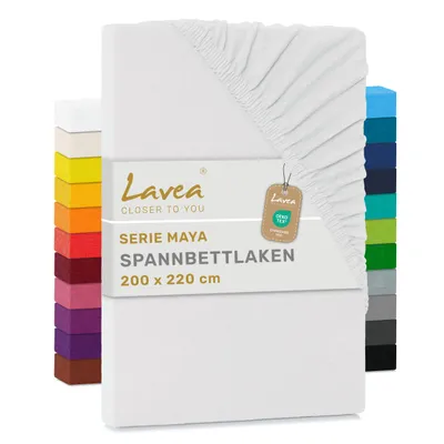 Zdjęcie produktu dla Lavea® Pościel satynowa na materac, 200x220 cm, wzór Maya, 100% bawełna, przeznaczona do łóżek z materacem sprężynowym, łóżek wodnych, oddychająca, pasuje do materacy o grubości do 35 cm - kolor biały