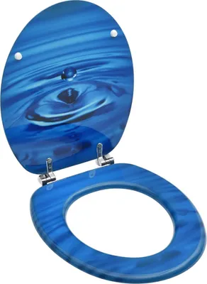 Image de vidaXL Siège de toilette avec couvercle MDF bleu design goutte d'eau