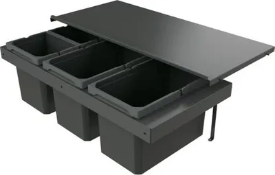 Image de Naber 8013397 Collecteur de déchets Cox Stand-UP® 280 S/900-4 sans couvercle anthracite, 46 (2x16/2x7) litres / largeur d'armoire 90 cm