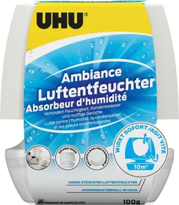 Produktbild von UHU Luftentfeuchter Ambiance, 100 g, bekämpft Feuchtigkeit und Schimmel, weiß