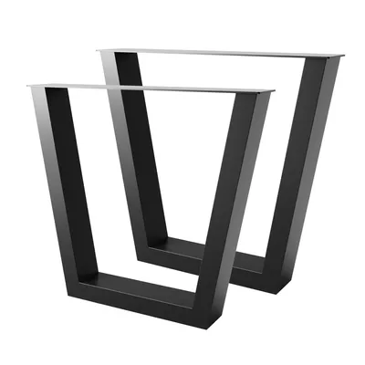 Image de Pieds de table MetaloPro Atria Lite Extreme – 2 pieds de table robustes en métal noir de forme trapézoïdale pour les tables des intérieurs modernes et des bureaux, 72 cm