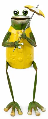 Immagine prodotto di Pouf a forma di rana con bordi in metallo e ombrello – Cappotto giallo