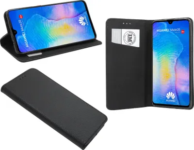 Zdjęcie produktu dla cofi1453® Etui Book "Smart" kompatybilne z Huawei Mate 20 pokrowiec na telefon etui portfelowe pokrowiec ochronny z funkcją podstawki, miejsce na kartę czarny