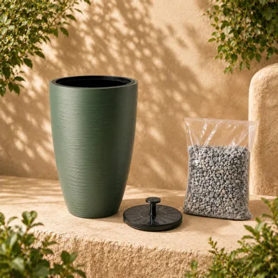 Produktbild von Solar LED Springbrunnen Premium Set mit Akku - teegrün, Ø 39 x 58 cm