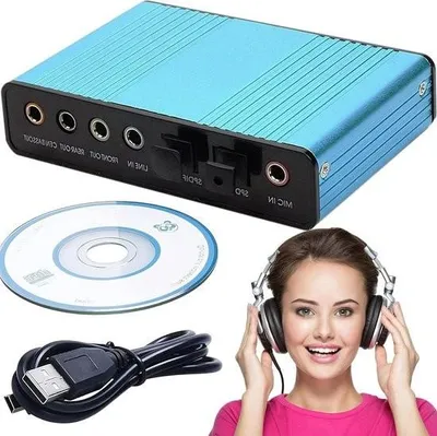 Obrázek produktu pro 7.1 stereofonní audio adaptér s prostorovým zvukem, ovládáním hlasitosti, konektorem pro sluchátka a mikrofonem - Externí zvuková karta s vypínačem pro PC