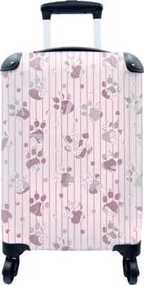 Produktbild von MuchoWow® MuchoWow® Koffer Handgepäck Trolley Rollkoffer Kleine Reisekoffer mit 4 Rollen - Hund - Rosa - Muster - Lila - Mädchen - Kinder - Kinder - Cabin Size < 55x40x23 cm & 55x40x20 cm - Fotokoffer