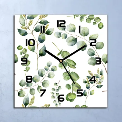 Produktbild von Wanduhr Echt-Glas-Küchenuhr Eukalyptus Exotisch Quarz 30x30 Deko Bilder