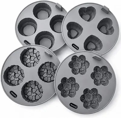 Zdjęcie produktu dla Zestaw form do pieczenia, 4 okrągłe formy silikonowe, średnica 19 cm, wolne od BPA, do frytkownic i piekarników