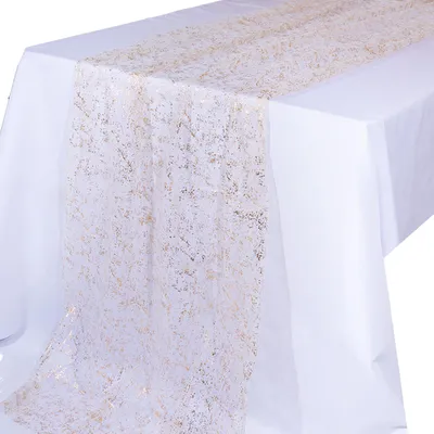Obrázek produktu pro Zlatá ubrus na stůl, rozměry 70 x 300 cm, vhodná pro svatby a oslavy