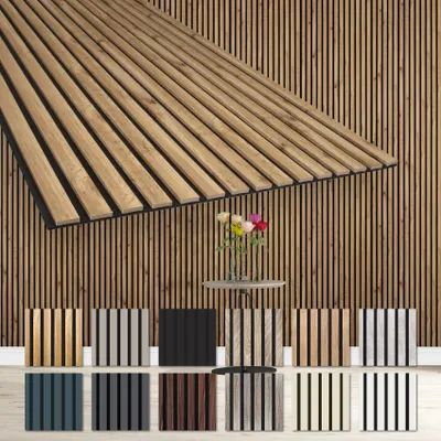 Produktbild von HEXIM Akustikpaneele 278x60cm - flexible Lamellenwand Holz MDF Wandpaneele Lamellenverkleidung Wandverkleidung Innendekoration schalldämmend (2 Paneele / 3,34 m² Pecan - AP08)