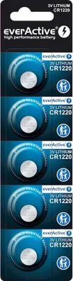 Produktbild von everActive Batterien de CR1220 Knopfzelle, 3 V, Lithium-Batterie, leistungsfähigere Batterie, 10 Jahre de Lebensdauer, 5 Stück - 1 Blisterpackung
