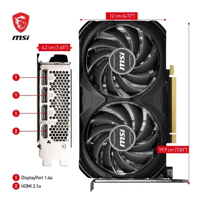 Zdjęcie produktu dla MSI VENTUS GEFORCE RTX 4060 TI 2X BLACK 16G OC, GeForce RTX 4060 Ti, 16 GB, GDDR6, 128 bit, 7680 x 4320 px, PCI Express 4.0