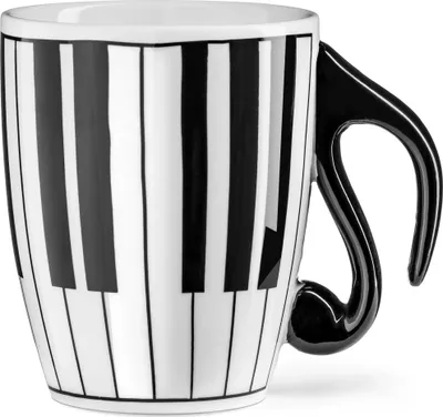 Produktbild von Musikalische Tasse mit Note und Tasten - handbemalt 350ml
