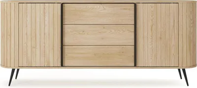 Produktbild von Sideboard LOVI 196 cm Eiche Cremona Riffelfront Schiebetüren Kommode Wohnzimmer