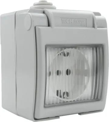 Produktbild von Steckdose Schuko m. Klappdeckel IP55 grau Aufputz 1570.D M-L 4121