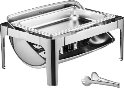 Produktbild von SucceBuy 9Qt Rechteckiges Chafing Dish Set mit Rolltop, Edelstahl mit Pfanne in voller Größe