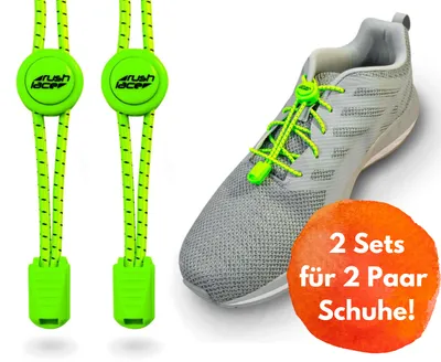 Produktbild von Elastische Schnürsenkel für 2 Paar Schuhe - Grün - 100 cm - Schnellschnürsystem/Schnellverschluss