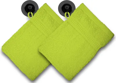 Produktbild von 2er Set Waschhandschuhe Waschlappen grün apfel 16x21 cm Frottee Baumwolle