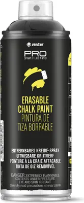A spray can of erasable chalk paint.