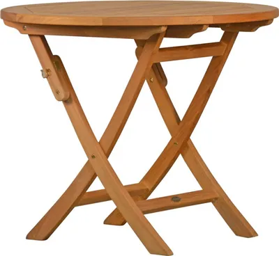 Produktbild von Teakholz Gartentisch klappbar Brighton rund 90 cm als Teak Klapptisch premium für Garten Balkon Terrasse