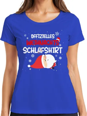 Produktbild von Offizielles Weihnachts-Schlafshirt Weihnachtsmann Santa - Weihnachten Xmas Christmas Damen T-Shirt, Blau, XXL