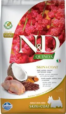 Image de N&D Quinoa DOG Skin & Coat Caille et noix de coco Mini 2,5kg