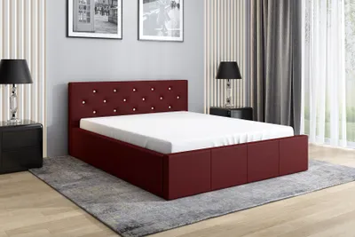 Produktbild von Polsterbett SOPHIA 140x200 mit Matratze und Bettkasten. Farbe: Rot.