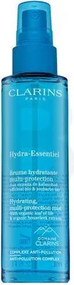 A product shot of a blue spray bottle of Clarins Hydra-Essentiel mist.