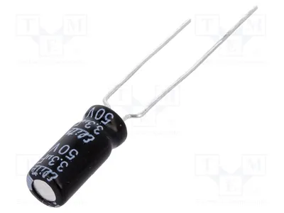 Produktbild von 50x Kondensator: elektrolytisch 3,3uF THT 50VDC Ø5x11mm 20% PF1H3R3MPN0511U Elekt