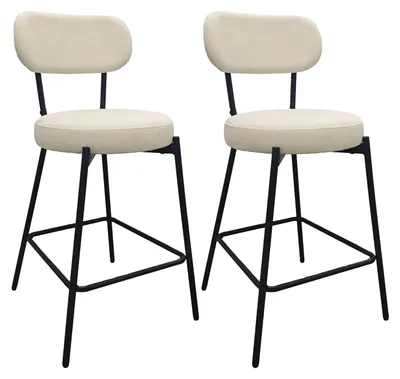 Image de Chaises CELESTE îlot bar métal tissu velours côtelé H65cm