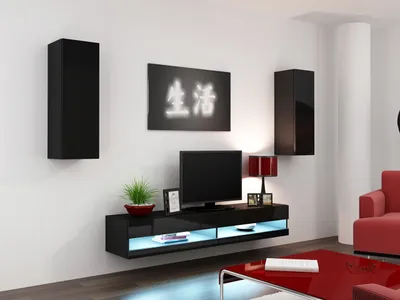 Produktbild von Wohnwand GOVI NEW 10D schwarz / schwarz hochglanz
