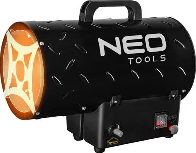 Obrázek produktu pro NEO TOOLS Plynové topení 15kW, tlak 0,7 bar, spotřeba paliva 1,09 kg/h, průtok vzduchu 580 m3/h, regulátor tlaku, hadice 1,5 m, piezoelektrické zapalování