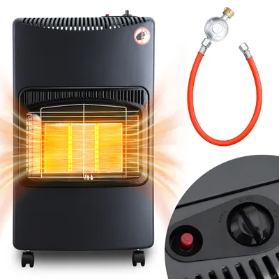 Image de Clanmacy Chauffage à gaz 4.2 KW Chauffage à gaz avec régulateur de pression + tuyau | Poêle à gaz Poêle à gaz céramique avec 3 niveaux | Chauffage à gaz infrarouge Chauffage radiant pour bouteilles de butane ou de propane jusqu'à 10 kg