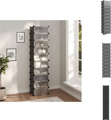 Produktbild von vidaXL Schuhregal Schwarz 44x32x174 cm PP -  Schuhregale & -schränke