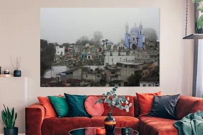 Produktbild von OneMillionCanvasses® - Leinwandbilder - 150x100 cm, Nebel über der mexikanischen Stadt Puebla, Wandbilder Kunstdruck Wanddekoration