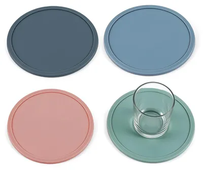 Silikon-Untersetzer rund 10 cm, 4er-Set, bunt