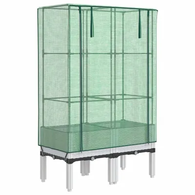 Produktbild von Hochbeet mit Gewächshaus-Aufsatz Rattan-Optik 80x40x140 cm