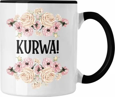 Produktbild von Trendation - KURWA Tasse mit Spruch Provokante Tasse Spruch Kollegin Kollege Büro Kaffeetasse Freundin (Schwarz)