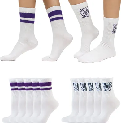 Produktbild von NUR DIE Herren Freizeitsocken 10-Pack Statement Socken mit Stickerei - Mix lila - Größe 43-46